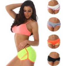 Femmes Court Short Maille Shorty Rayures Stretch Sport Sexy 34 36 XS S