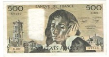 500 francs bill pascal - 500,