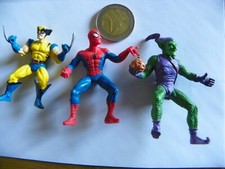 Lot 3 Mini Figurine 5,5cm Marvel Spiderman Wolverine bouffon vert
