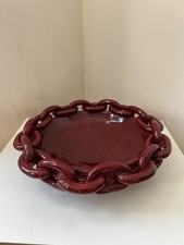 Coupe corbeille à fruit en céramique chaine tressée style Vallauris Massier