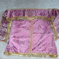 RIDEAU CONOPEE TABERNACLE/TISSUS SOIE DAMASSé/FAIT MAIN/FRANGES DORé/AUTEL/XXème