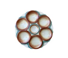 Digoin Sarreguemines French Antique Majolica Scalloped Oyster Plate
