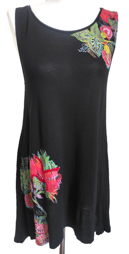 Haut tunique noir fleurs - tunique,
