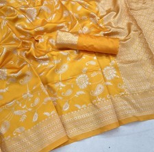 Éclatant Jaune Mariage Sari