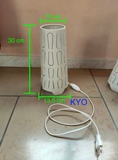 Lampe chevet blanche cylindrique à poser, abat-jour métal ajouré blanc