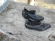 TBE BOTTILLONS NOIRS CUIR CHAINES QUAND LES BLOGUEUSES S'EN MÊLENT ANDRE  T 38 