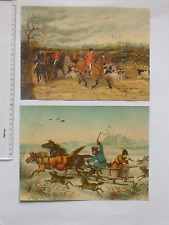 CHROMO GRAND FORMAT: CHASSE à COURRE et au LOUP Lot 2 différents même thème