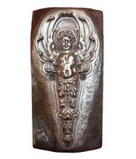 Matrice à emboutir en métal sculptée à la main fin XIXème ange ailé