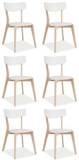 6er Set Chaise de Salle à Manger Cuisine Tibi Chaise en Bois MDF Blanc Chêne