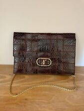 Magnifique Sac À Main Vintage En Cuir Marron Effet Patchwork
