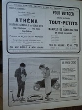 CONTINENTAL pneu 2 + librairie GARNIER Frères publicité papier ILLUSTRATION 1914