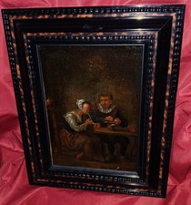 Superbe huile fin  du XVIII e siècle  école Flamande " la fumeuse de pipe "