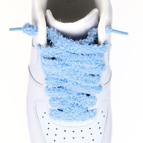 Lacets fluffy épais bleu - lacets,