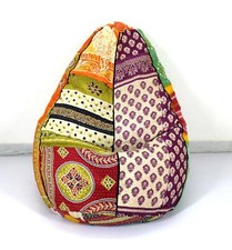 Chaise de dortoir à la main Kantha Bohemian Hippie Bean Bag Gypsy Ottoman Pouf b