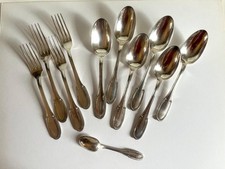 Partie de ménagère en métal argenté Style Empire Orfèvrerie Ercuis /  11 pièces