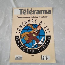 Affiche presse BD Tintin – 40 x 30 cm – TELERAMA concours objectif Tintin