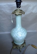 Ancienne Lampe Porcelaine Céladon . Fin XIX, Début XX.