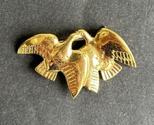 Ancienne broche Nina Ricci couple oiseaux  colombe bijou fantaisie en métal doré