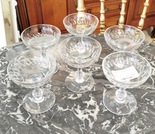 6 coupes à champagne CRISTAL 1900 Cristallerie Verres 6MAG 24/09