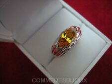 Bague Argent 925 "Navette Topaze" T52 4.91g Amour True Love - Bijoux pur Cadeau