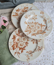 3 ANCIENNES ASSIETTES PLATES a dessert TERRE DE FER C&M MARGUERITES