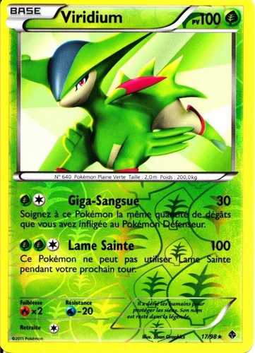 Carte pokémon viridium - pokémon,