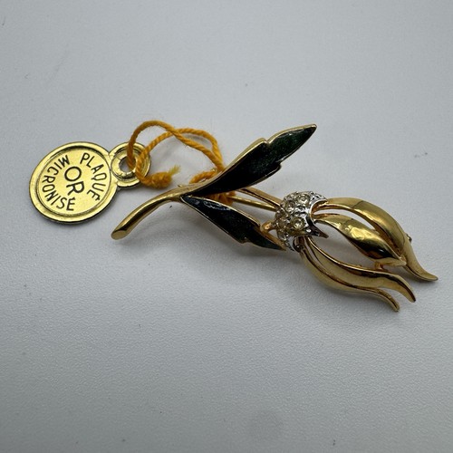 Broche plaque ancien - or,