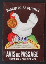 Buvard Biscuits Saint-Michel Grellier Avis de passage coq blotter 3