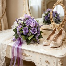 Bouquet roses soie - en,