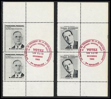 Vignettes politiques "ELECTION PRÉSIDENTIELLE FRANCE 1965 DE GAULLE - MITTERRAND