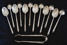 ensemble café dessert métal argent russe sfam volga cuilleres pince