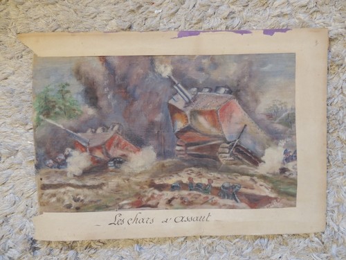 Peinture ww1 chars assaut - chars, d'assaut