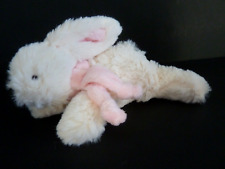 E8. DOUDOU PELUCHE JACADI LAPIN BONBON BLANC ROSE 15cm billes - ETAT NEUF *