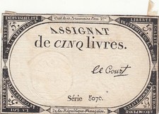 5 Livres - 10 Brumaire An II (31.10.1793) - Sign. Le Court - Série 5070