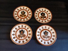 Lot de 4 Assiettes Plates BOCH La LOUVIÈRE modèle KIMONO 21 Cm Vintage 70