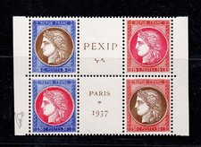 + COTE 450E  / BLOC FEUILLET No3  MNH LUXE *** PEXIP 1937 / NO348 - 351/SIGNE