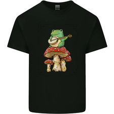A Grenouille de Jeu The Guitare sur Un Champignon Homme Coton T-Shirt