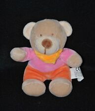 ?Peluche Doudou Ours NICOTOY SIMBA TOYS Rose Orange Bandana Jaune 15 Cm TTBE