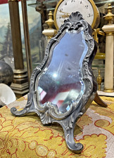 ancien miroir de table toilette en metal argenté style LXV epoque 1900