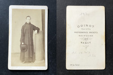 Odinot, Nancy, Prêtre ou moine en robe de bure, 1870 vintage cdv albumen print -
