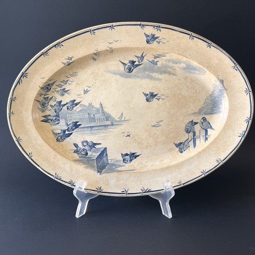 Plat ovale faïence gien - plat,