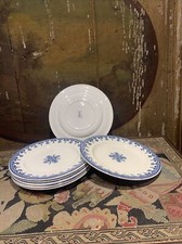 7 anciennes assiettes plates en faiences de rouen LG  ancre marine  24cm  XIXe