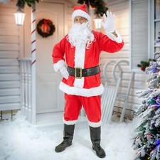 Costume de Père Noël rouge 7 pcs costume de déguisement adultes/hommes de Noël