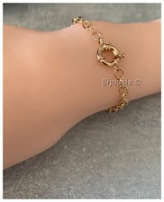Bracelet maille jaseron ovale avec fermoir bouée en plaqué or 18 carats 750/000