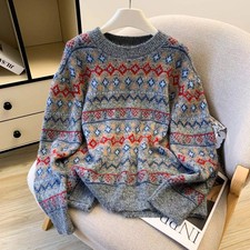 Pull Gris Jacquard À Motifs