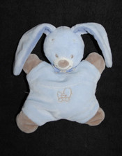 Peluche NATTOU doudou semi plat bleu gris Bibou et Alex hochet grelot TTBE