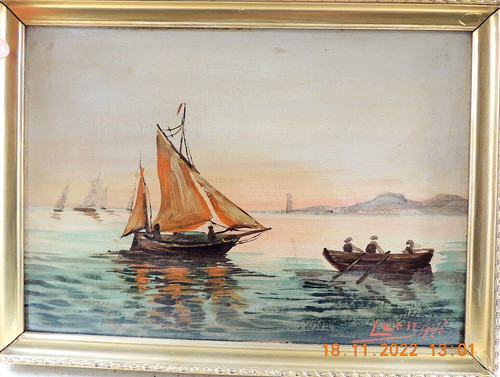 Marine huile sur bois format - sur,