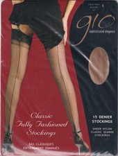 Bas couture GIO Bronze. Taille 2 - 9. Point Heel Fully Fashioned Stockings.