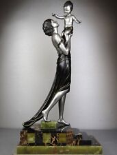 1920/1930 URIANO RARE GRANDE STATUE SCULPTURE EP ART DECO FEMME ENFANT MATERNITE