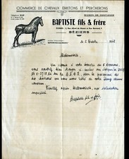 BEZIERS (34) Commerce de CHEVAUX PERCHERONS & BRETONS "BAPTISTE Fils" en 1942